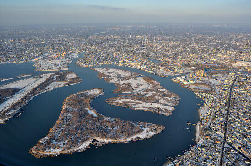 Aerial View Of Long Island In Nassau County NY 