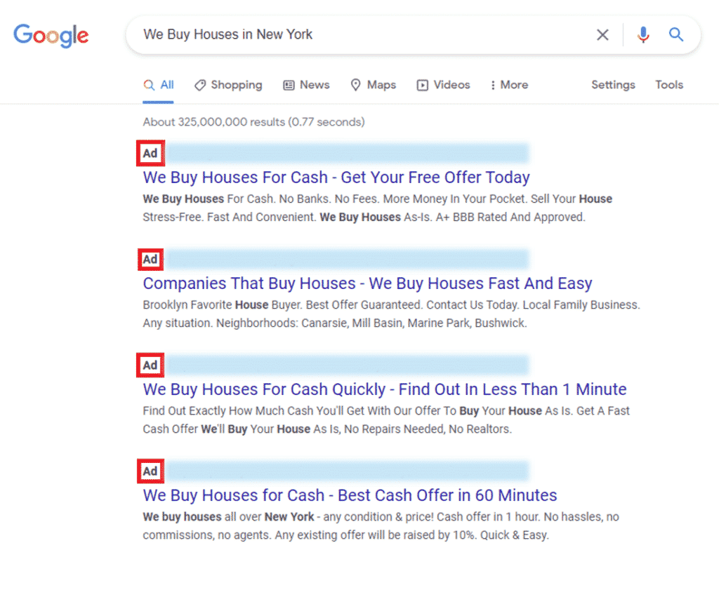 google search results ads
