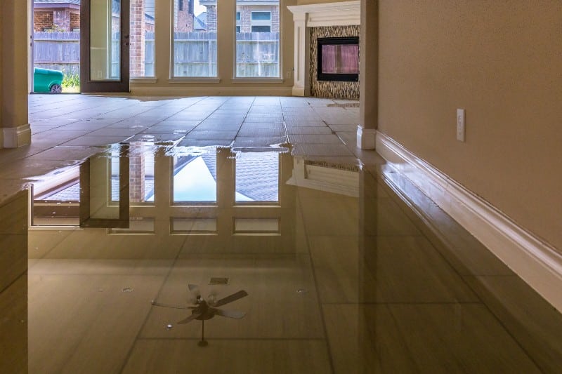 A house in New York gets flooded.