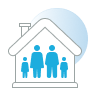 tenant occupied logo that shows a family living inside of a house